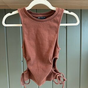 Zara Brown Sleeveless Top